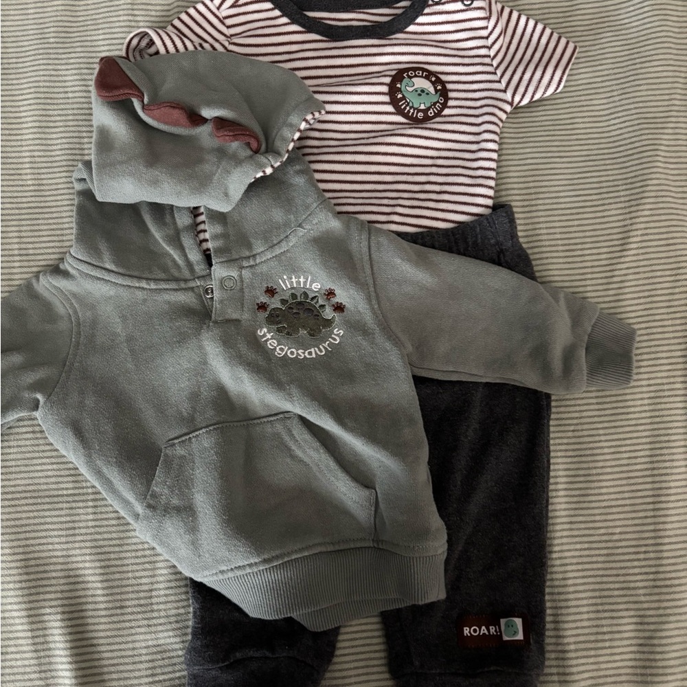 Striped Dinosaur Hoodie Set baby